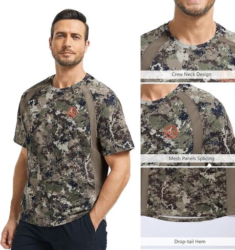 Bassdash Men's Camo Shirt Upf 50+ Tremable Tremble Sleeve Short UV Thirt T-Shirt for Heaking Hiking SR02M SR02M in Kuwait