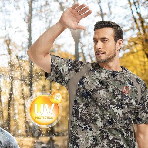 Bassdash Men's Camo Shirt Upf 50+ Tremable Tremble Sleeve Short UV Thirt T-Shirt for Heaking Hiking SR02M SR02M in Kuwait