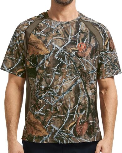 BASSDASH Men's Camo Shirt UPF 50+ Wrinkle-Free Breathable Short Sleeve UV Protection T-Shirt for Hunting Hiking SR02M in Saudi Arabia