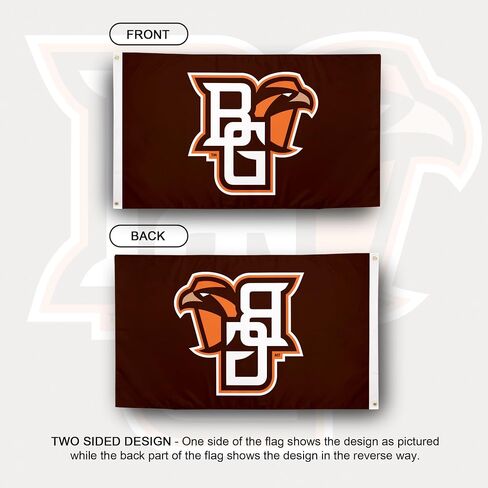 لافتات علم جامعة ولاية كاليفورنيا الخضراء لصقور BGSU Talons Up لافتات علم 100% بوليستر للاستخدام الداخلي والخارجي 3 × 5 أقدام (النمط 1) in Saudi Arabia