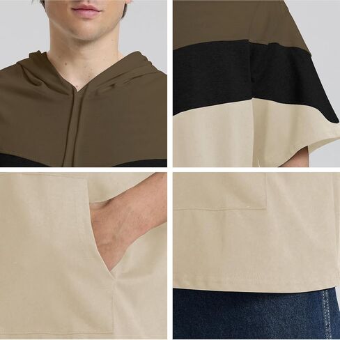 رجال قصير الأكمام هوديي لون القطن الناعم بلوك بلوك تي شيرت pullover كبير الجيب نصف الأكمام الصيف قميص الصيف in Kuwait