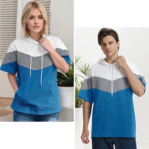 رجال قصير الأكمام هوديي لون القطن الناعم بلوك بلوك تي شيرت pullover كبير الجيب نصف الأكمام الصيف قميص الصيف in Saudi Arabia