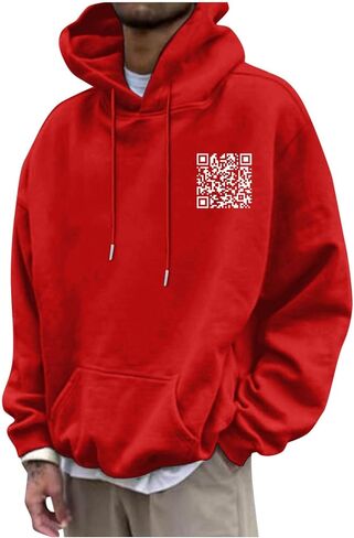 Hoodie الرسومية للرجال أشياء جيدة خذ وقتًا ومضحكًا رمز QR Print Drop على الكتف مريح من النوع الثقيل. in Saudi Arabia