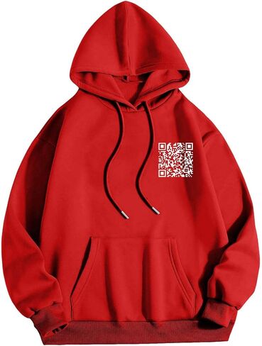 Hoodie الرسومية للرجال أشياء جيدة خذ وقتًا ومضحكًا رمز QR Print Drop على الكتف مريح من النوع الثقيل. in Saudi Arabia