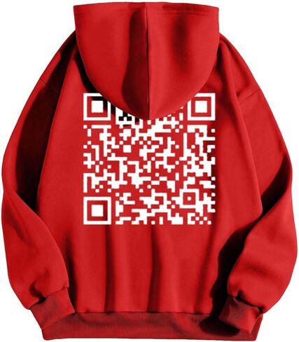 Hoodie الرسومية للرجال أشياء جيدة خذ وقتًا ومضحكًا رمز QR Print Drop على الكتف مريح من النوع الثقيل. in Saudi Arabia