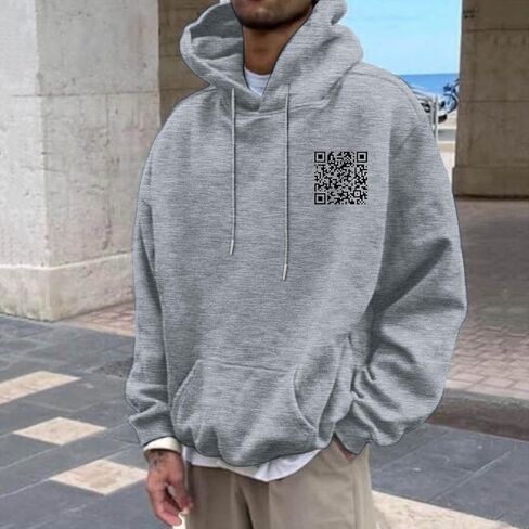 Hoodie الرسومية للرجال أشياء جيدة خذ وقتًا ومضحكًا رمز QR Print Drop على الكتف مريح من النوع الثقيل. in Saudi Arabia