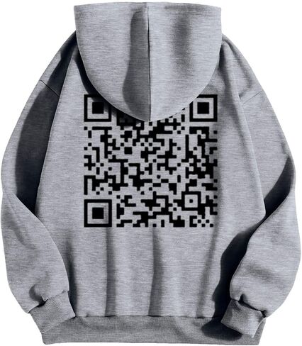 Hoodie الرسومية للرجال أشياء جيدة خذ وقتًا ومضحكًا رمز QR Print Drop على الكتف مريح من النوع الثقيل. in Saudi Arabia