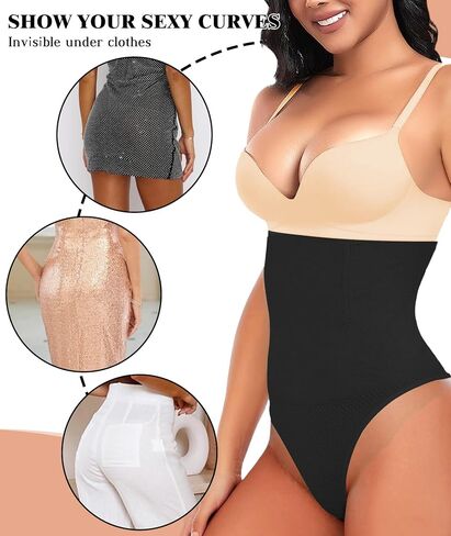 Tummy Control Thong Shapewear for Women, High Waisted Underwear Seamless Body Shaper Panties Girdle Waist Cincher in Saudi Arabia
