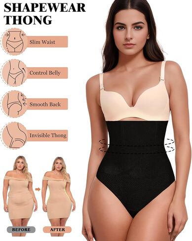 Tummy Control Thong Shapewear for Women, High Waisted Underwear Seamless Body Shaper Panties Girdle Waist Cincher in Saudi Arabia