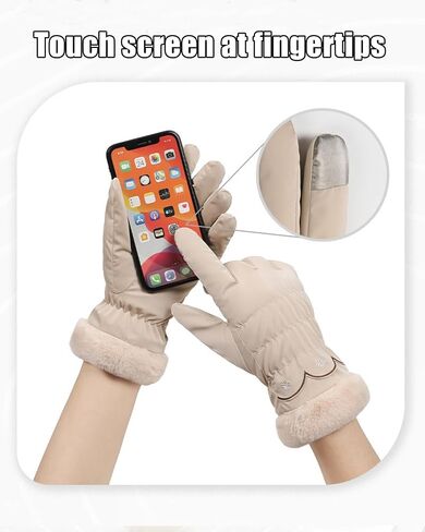قفازات شتوية من طراز Rigwarl مع مخملية بلورية ناعمة حرارية ، شاشة تعمل باللمس الدافئ على قفازات للنساء (رمادي) in Saudi Arabia