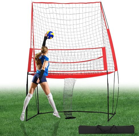 Volleyball Training Equipment Net, 11 x 8 ft Volleyball Practice Net Station, Volleyball Spike Trainer Perfect for Team or Solo Training, Home Volleyball Net in Saudi Arabia