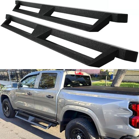 ركض لوحات إسقاط خطوات متوافقة مع 2015-2025 Chevy Colorado & GMC Canyon Crew Cab (4 أبواب بالحجم الكامل) Side Step Rail Nerf Bars ، Black in Kuwait