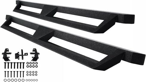 ركض لوحات إسقاط خطوات متوافقة مع 2015-2025 Chevy Colorado & GMC Canyon Crew Cab (4 أبواب بالحجم الكامل) Side Step Rail Nerf Bars ، Black in Kuwait