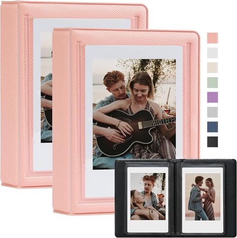 2 Pack Instax Mini Photo Album Plastic Customizable Cover, 28 Pockets Polaroid Photo Album for 2x3 Pictures, Polaroid Album Book for Fujifilm Instax Mini Instant Camera (Pink) in Saudi Arabia