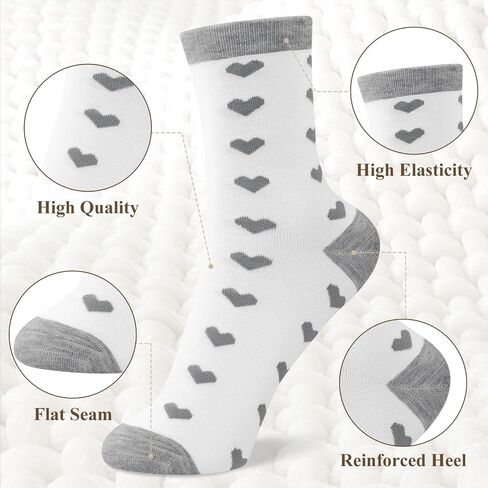 6 Pairs Cotton Crew Socks for Women, Breathable Novelty Funny Striped Dot Casual Cute Calf Socks Size 6-12 in Kuwait