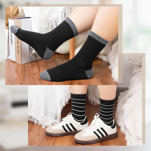 6 Pairs Cotton Crew Socks for Women, Breathable Novelty Funny Striped Dot Casual Cute Calf Socks Size 6-12 in Kuwait