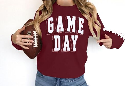Women Game Day Sweatshirt Football Fan Game Day Shirt Letter Print Long Sleeve Casual Top in Kuwait