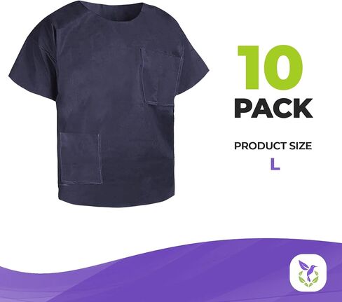 AMZ Medical Supply Dark Blue Discrub Scrub Tirts ، 3x-Large. حزمة من 10 جنسين القمصان القابلة للتصرف البالغين. قمم فرك البولي بروبيلين 55 GSM خفيفة الوزن مع جيبين وأكمام قصيرة in Kuwait