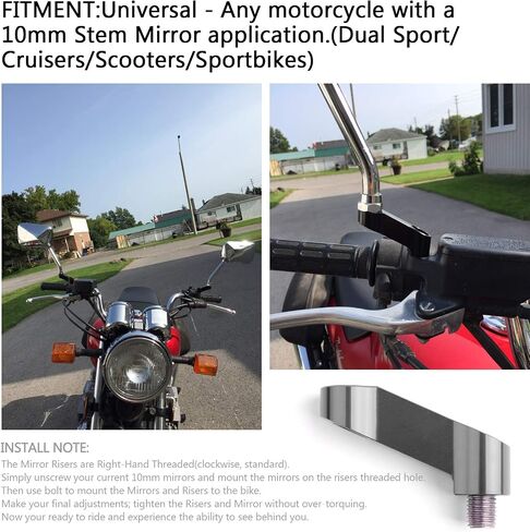 areyourshop 10mm m10 أسود دراجة نارية مقود جبل محول محول موسع المرآة in Kuwait