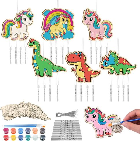 24 مجموعة مكسيكية الرياح الدقات الحرف للأطفال DIY الخشبية CINCO DE MAYO WINDCHIMES KITS MECICKAN CONENTING RIND CHIME THE FOR CINCO de Mayo Home Party Gifts Supplies Supplies in Kuwait