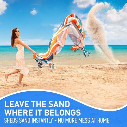 Everlasting Comfort Beach Blanket Waterproof Sandproof - Large Oversized Beach Mat for 10 People w/Stakes, Storage Bag - Beach Accessories for Family, Picnic, Concert, Travel in Kuwait