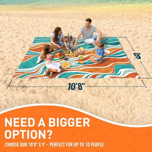 Everlasting Comfort Beach Blanket Waterproof Sandproof - Large Oversized Beach Mat for 10 People w/Stakes, Storage Bag - Beach Accessories for Family, Picnic, Concert, Travel in Kuwait