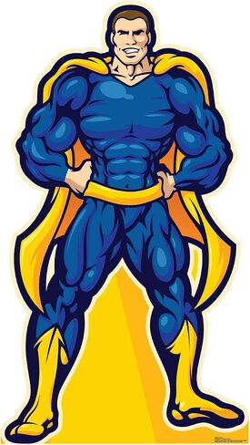 Cardboard People Super Hero in Blue Stand-in Life Size Cardboard Cutout Standup in Saudi Arabia