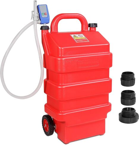16 جالون 60L خزان CADDY الوقود المحمولة مع 12 فولت DC مضخة نقل الوقود البنزين الكهربائية ، والتحكم في التبديل ، والعجلات ، والكيروسين بالبنزين والمزيد in Kuwait