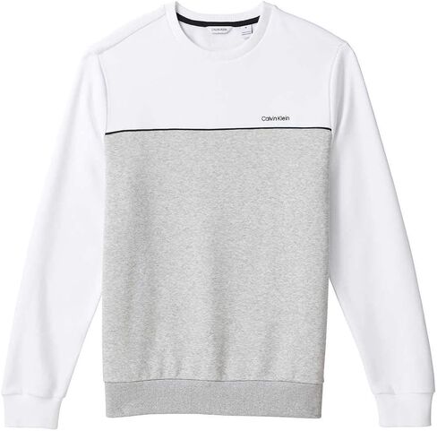 Calvin Klein Mens Logo Long Sleeve Pullover Crew Neck Sweatshirt (Brilliant White, XX-Large) in Saudi Arabia