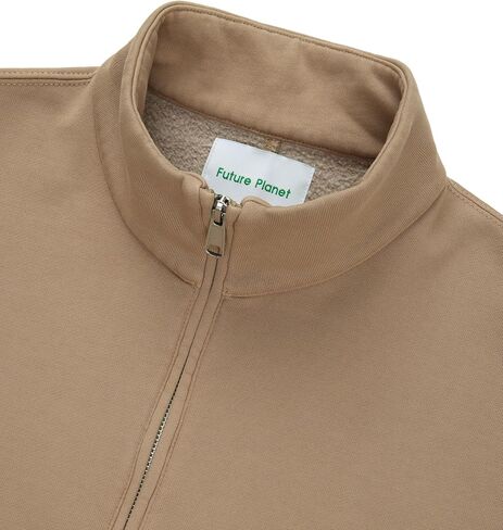 Future Planet Mens Globe Premium 1/4 Zip Fleece Lined Soft Cotton Pullover Sweatshirt Loose Fit in Kuwait