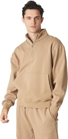 Future Planet Mens Globe Premium 1/4 Zip Fleece Lined Soft Cotton Pullover Sweatshirt Loose Fit in Kuwait