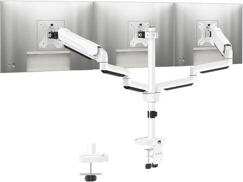 MOUNTUP Triple Monitor Stand Mount - 3 Monitor Desk Mount for Computer Screens Up to 27 inch, Triple Monitor Arm with Gas Spring, Heavy Duty Monitor Stand, Each Arm Holds Up to 19.8 lbs, MU0006 in Kuwait