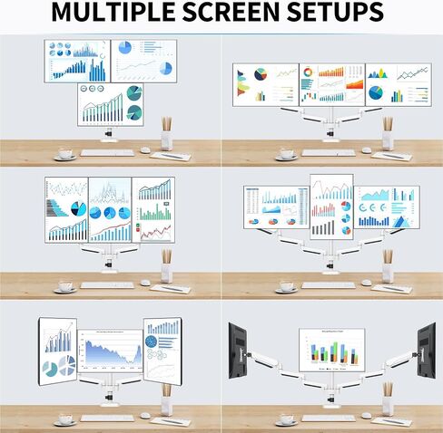 MOUNTUP Triple Monitor Stand Mount - 3 Monitor Desk Mount for Computer Screens Up to 27 inch, Triple Monitor Arm with Gas Spring, Heavy Duty Monitor Stand, Each Arm Holds Up to 19.8 lbs, MU0006 in Kuwait