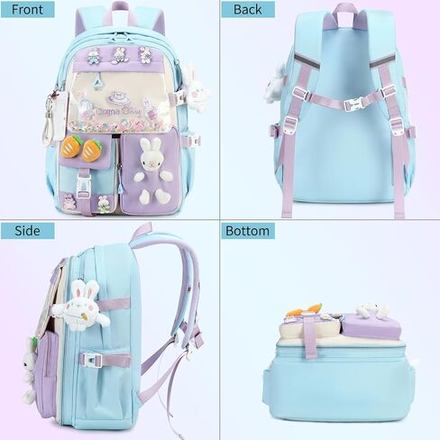 Backpack for Girls Cute Bookbag Set with Lunch Box Pencil Case Kawaii Bunny School Backpacks for Girl 3 Pcs Kindergarten Elementary Preschool Middle Sequin School Bag for Girls (Pink) in Saudi Arabia
