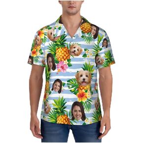 Custom Men Hawaiian Shirt with Faces Personalized Summer Funny Shirt Casual Short Sleeve Coconut Tree Shirts Clothing for Men in Saudi Arabia