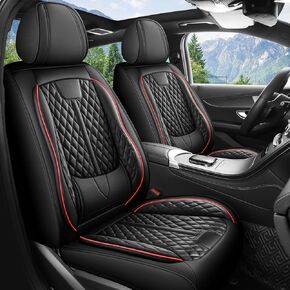 otoez Leather Car Seat Covers Full Set, Breathable Waterproof Nappa Leather Car Seat Protectors with Lumbar Support, Universal Automotive Seat Covers for Most Cars SUV Truck Sedan (Black+Pink) in Kuwait