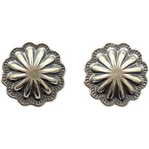 Sterling Silver Repousse Concho Stud Earrings For Women (1 Pair), One-size in Saudi Arabia