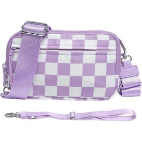 Checkered Nylon Wristlet Wallets for Women RFID Blocking Purse With Credit Card Holder & Crossbody Strap in Saudi Arabia