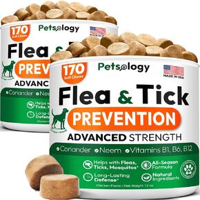 Natural Flea and Tick Chews for Dogs - Soft Oral Treats - All Breeds & Ages - Immune Support Dog Treats - Made in USA in Kuwait