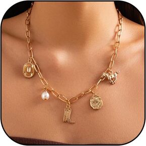 Western Necklaces Cowgirl Outfits for Women Cowboy Boot Charm Necklace Cowgirl Accessories Country Concert Outfits for Women in Saudi Arabia