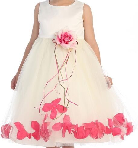 BluNight Collection Wedding Pageant Satin Flower Petal Little Flower Girls Dresses in Kuwait