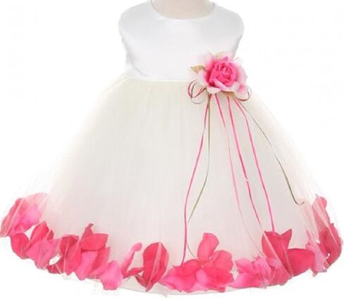 BluNight Collection Wedding Pageant Satin Flower Petal Little Flower Girls Dresses in Kuwait