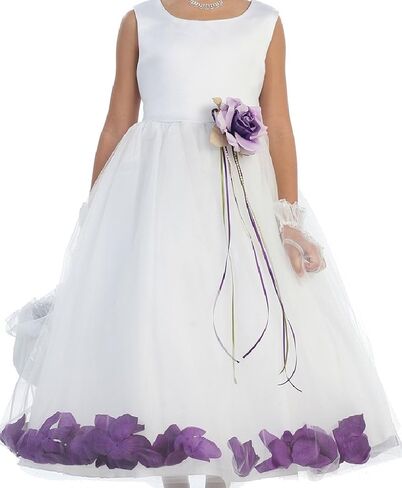 BluNight Collection Wedding Pageant Satin Flower Petal Little Flower Girls Dresses in Kuwait
