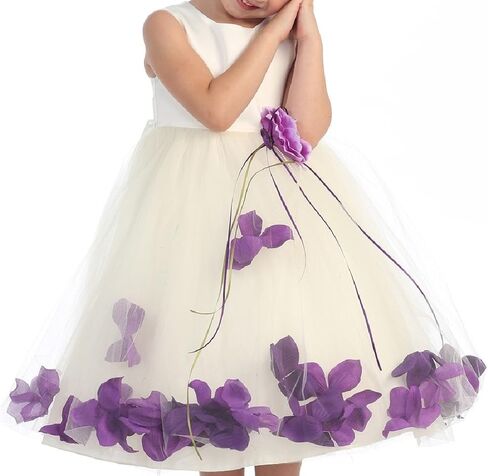 BluNight Collection Wedding Pageant Satin Flower Petal Little Flower Girls Dresses in Kuwait