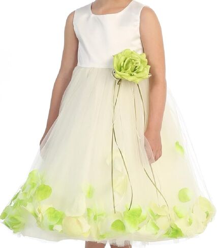 BluNight Collection Wedding Pageant Satin Flower Petal Little Flower Girls Dresses in Kuwait
