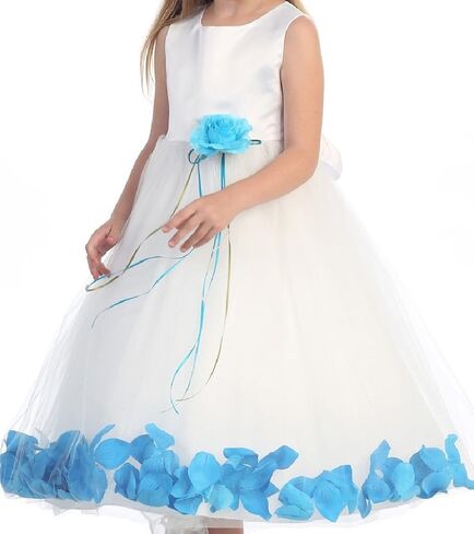 BluNight Collection Wedding Pageant Satin Flower Petal Little Flower Girls Dresses in Kuwait