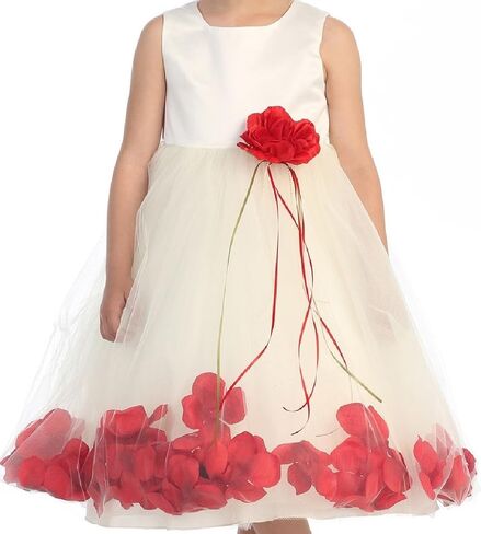 BluNight Collection Wedding Pageant Satin Flower Petal Little Flower Girls Dresses in Kuwait