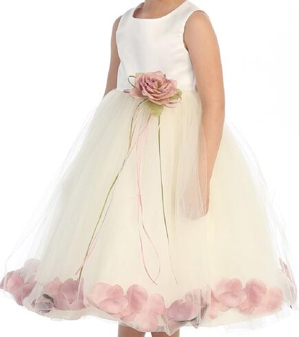 BluNight Collection Wedding Pageant Satin Flower Petal Little Flower Girls Dresses in Kuwait