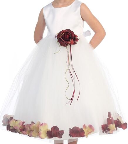 BluNight Collection Wedding Pageant Satin Flower Petal Little Flower Girls Dresses in Kuwait