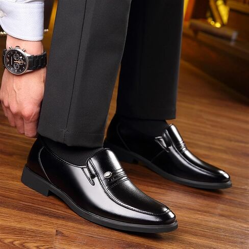 Dress Shoes for Men Men's Pointed Toe Leather Dress Shoes Soft Breathable Microfiber Quality Footwear for Formal Occasions in Saudi Arabia